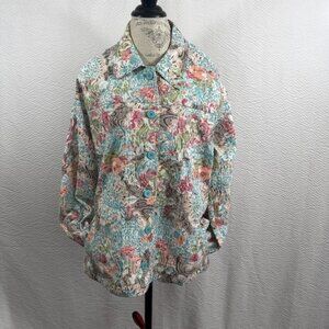 Baxter & Wells Womens Jacket Paisley floral Textured Print Stretch Light Colors